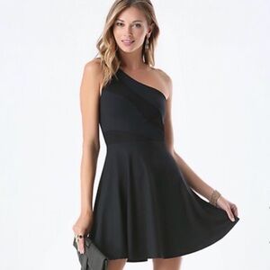 Bebe One Shoulder Fit and Flare Dress